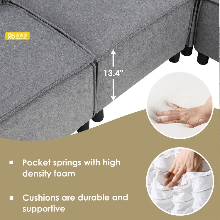 Modern Living Room Furniture Sofa Set Nordic Tech Fabric L Shape Sectional Sofas G547