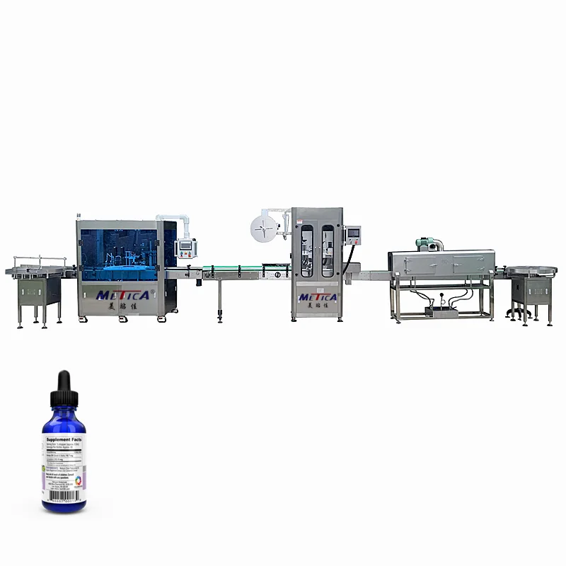 Complete auto cbd oil filling capping and labeling machine production line for tincture dropper bottles