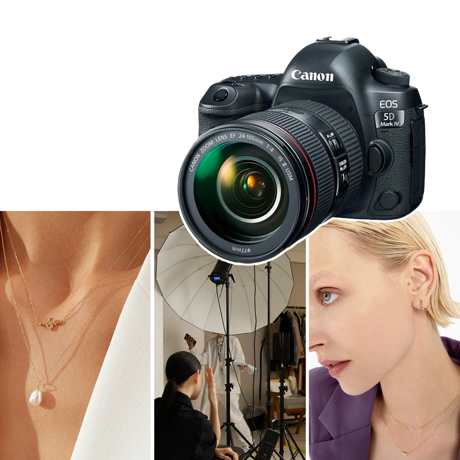 Fashion Jewelry 14K Solid Gold Stud Earrings product photography service Model Image lifestyle photography service