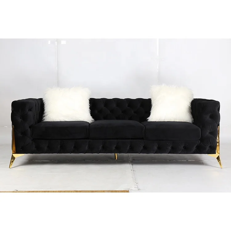 Hot Sale Living Room Funiture Modern Black And White Stainless Steel Frame Sofa