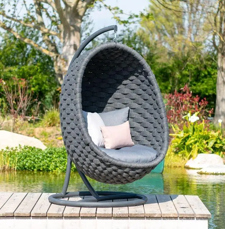 Patio Metal Hammock New Garden Hanging Egg Chair Waterproof Fabric Outdoor Swing Cradle chair with Stand