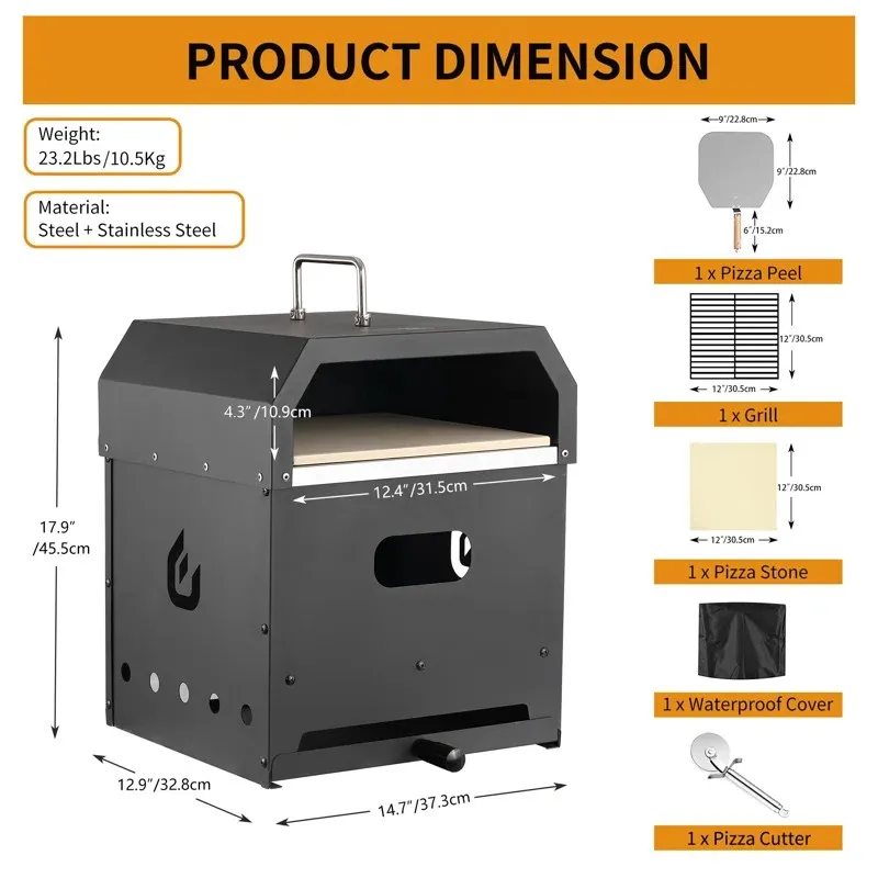 New Features Wood Burning Pizza Oven Steel 4-In-1 Multi Functions BBQ Grill Fire Pit for Outdoor Cooking