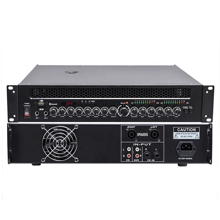 K680 with Blue-tooth 2-Channel 2U Karaoke Power Amplifier 400W*2CH Class AB for KTV Room