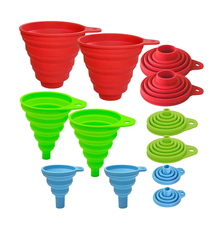 Wholesale Silicone Home Collapsible Kitchen Assecssories Foldable Funnel for all size