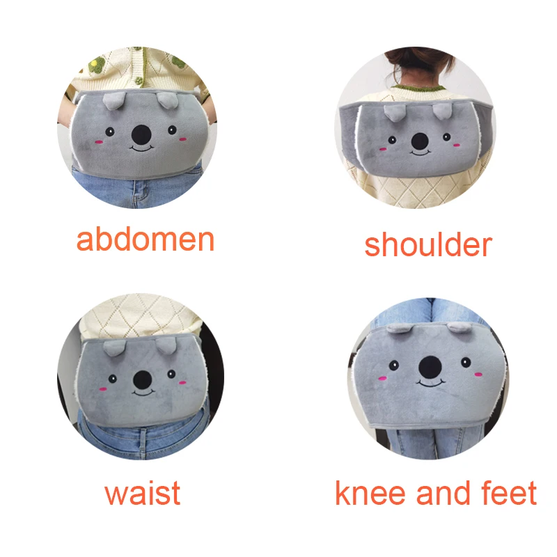 Hot-selling BS hot water bottle with koala waist belt cover and fleece cover for shoulder, waist pain relief