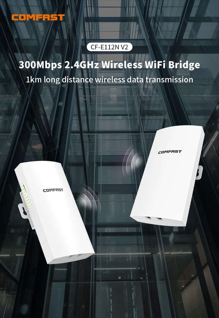 2025 NEW COMFAST 300Mbps 2.4ghz Outdoor CPE WiFi Bridge Kit long range router wifi antenna