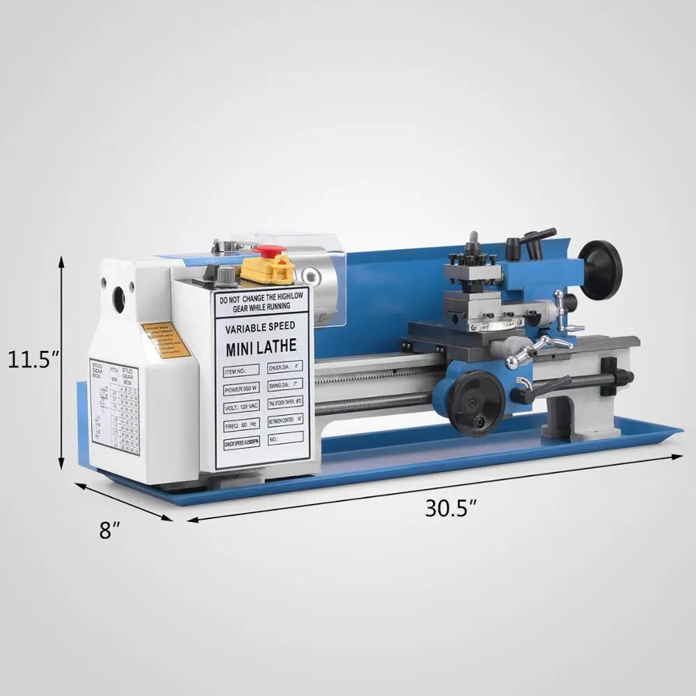 
550W High Precision Benchtop Mini Lathe Machine Variable Speed Lathe Tools Mini Metal Lathe 