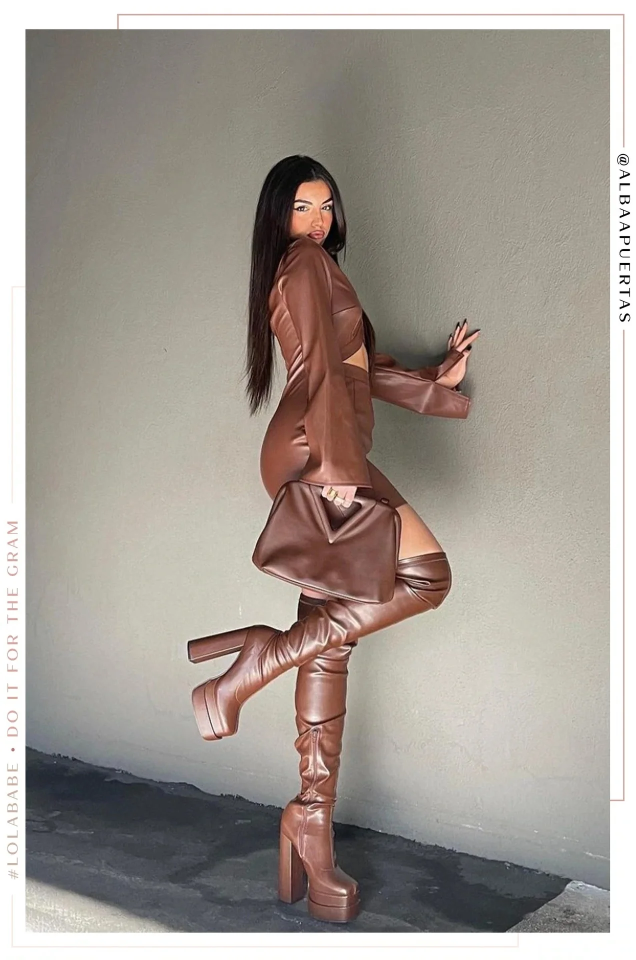 2022 New Arrival Brown Apricot Black Thick Soled Women Long Winter Leather Boots Chunky Platform Black Legging Heel Boots