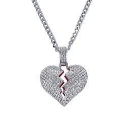 SN208 Stainless Steel Jewelry Hip Hop Heart Pendant Necklace Jewelry