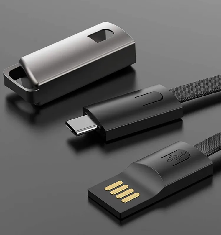 2021 nylon braid cord short Portable Keychain 0.75ft USB C Charger and sync Cable