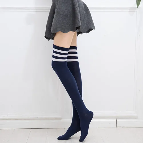 Niusida Women Over the Knee High Socks Black White Striped Lady Long Socks Sexy Thigh High Socks for Girl