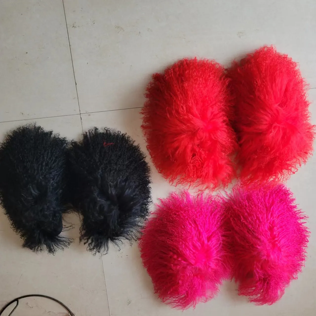 Высококачественные Шлепанцы из натурального меха босоножки с длинным ворсом овечьей шерсти обувь для женщин