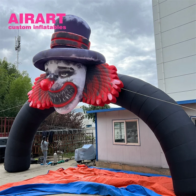 Large size outdoor activities decoration inflatable horror clown face arch for Halloween festival party display