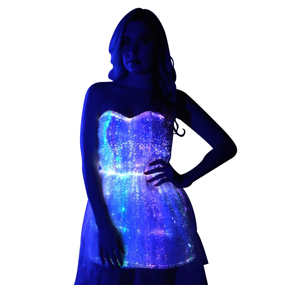 Fashion Luminous fiber optic clothing luminous led light up girl party dance costumes