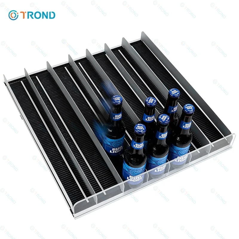 Spring Loaded Fridge Beverage Shelf Pusher Glide Width-adjustable Push Rod Slide Rail bottle drink shelf roller pusher storage