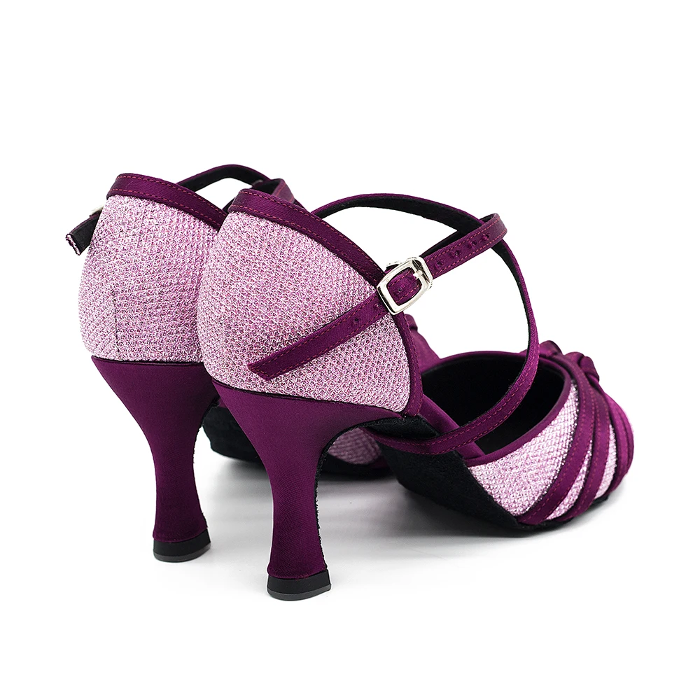 Ballroom/Salsa Dance Shoes Woman Purple Pink Ballroom Dance Dress