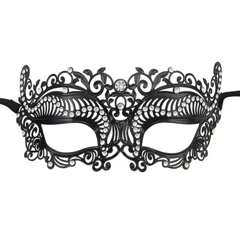 044B New Fashion Women Carnival Masquerade Shape Lace Coated Metal Face Party Fun Real Human Mask