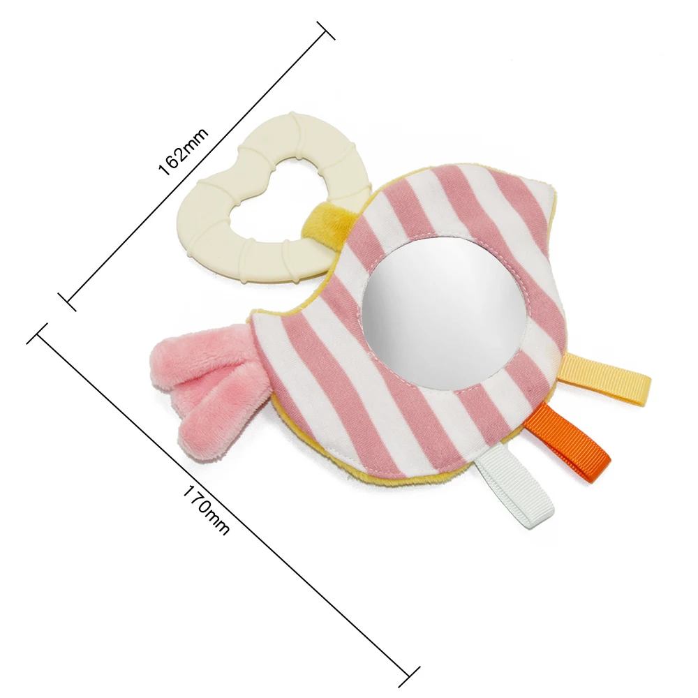Hot Selling Newborn Animal tummy time mirror Traveling Baby Car seat baby mirror toy whit silicone teether