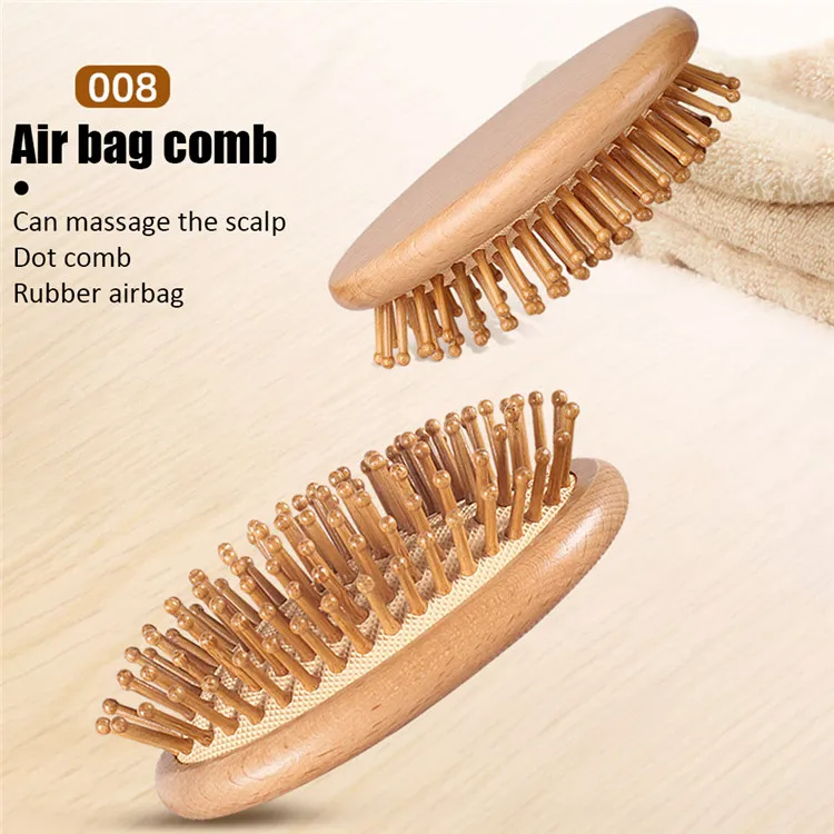 Bamboo Airbag Hair Comb Massage Combs Carbonized Solid Wood Cushion Anti-Static Hair Brushes Head