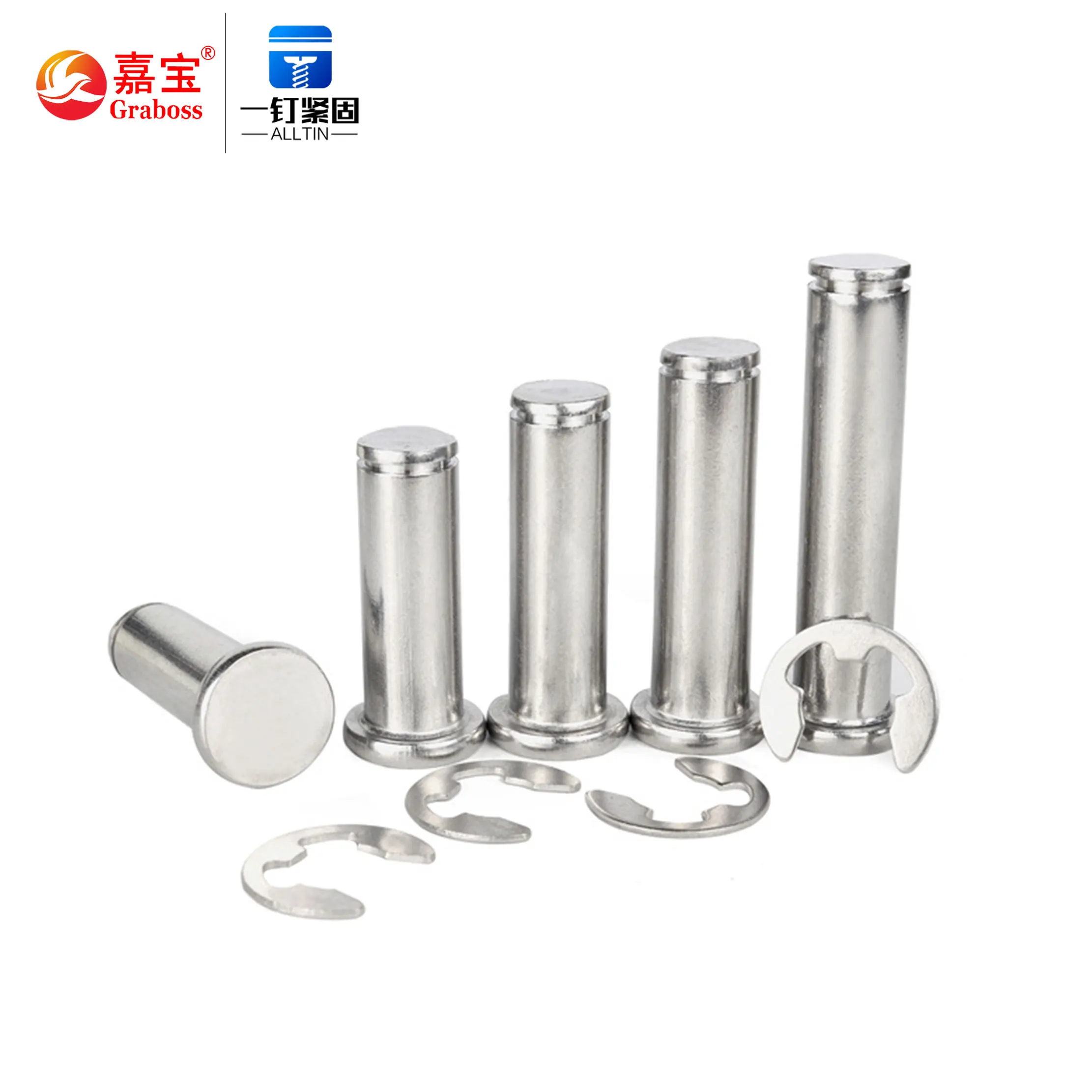 304 Stainless Steel Flat Head Grooved Pin Cylindrical Pin Circlip Positioning Pin M3 M4 M5 M6 M8 M10 M12
