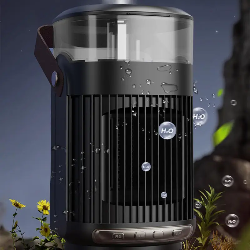 800W Mini USB Heating Fan Humidifier Function Desktop Heater Mist Fan 7 Color LED Light Automatic PTC Heat 2 in 1 Warm Home Used