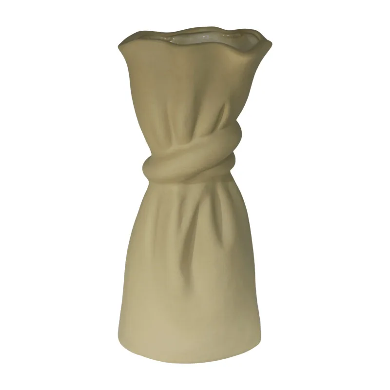 Modern Elegant Cloth Waist Shape Waist Vase Art Deco Design Tabletop Ceramic Vase