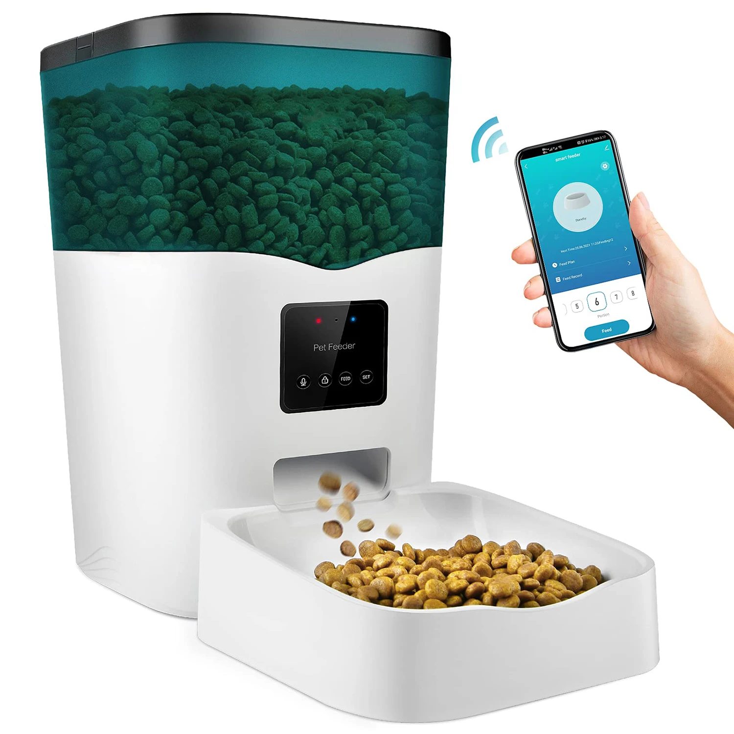 3L Auto Timed Automatic Pet Feeder 2.4G Wi-Fi Enabled Smart Food Dispenser for Small Pets