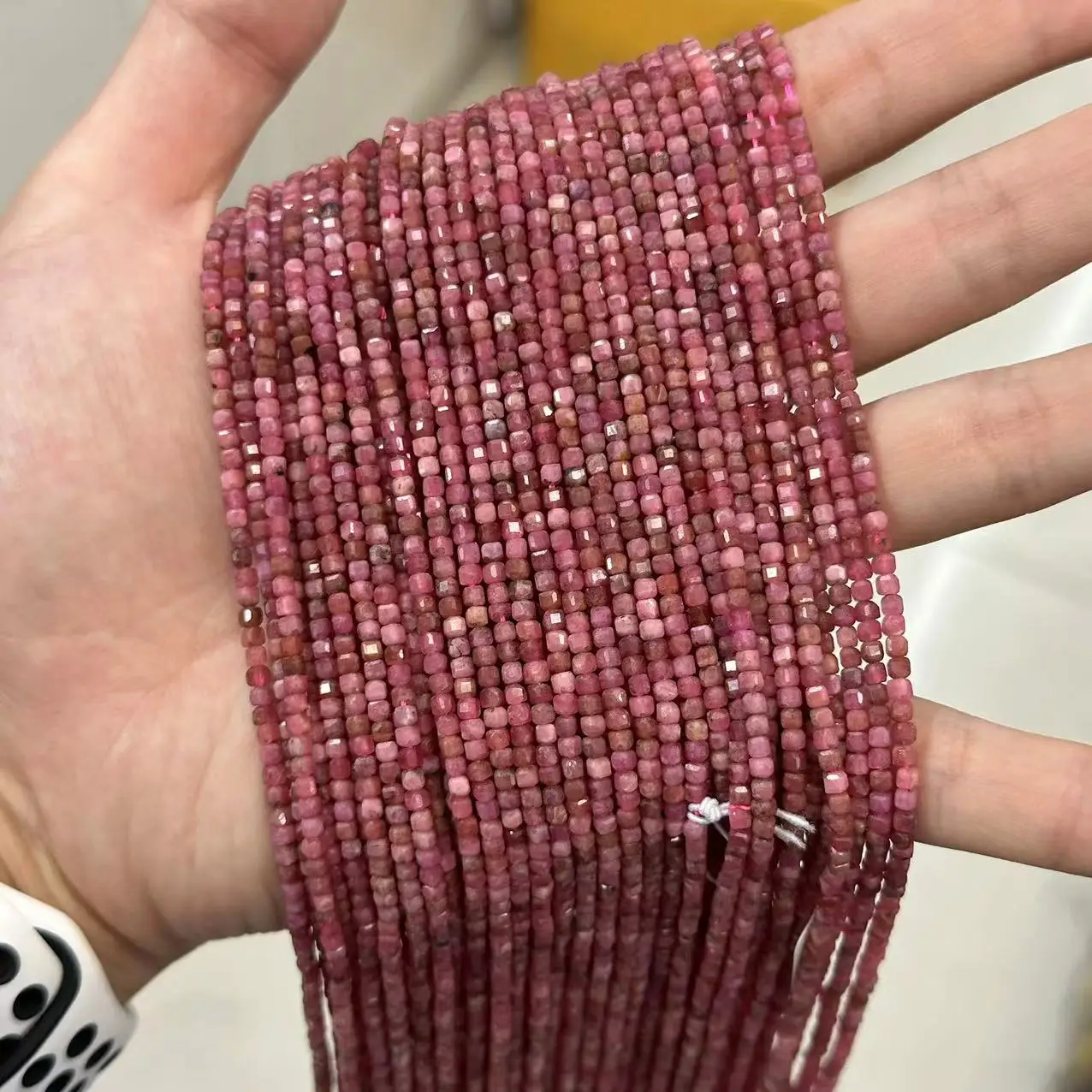 2.5mm Natural Stone Beads Faceted Colorful Crystal Rhodochrosite candy Square Beads For Jewelry Making Diy Bracelets Accessor