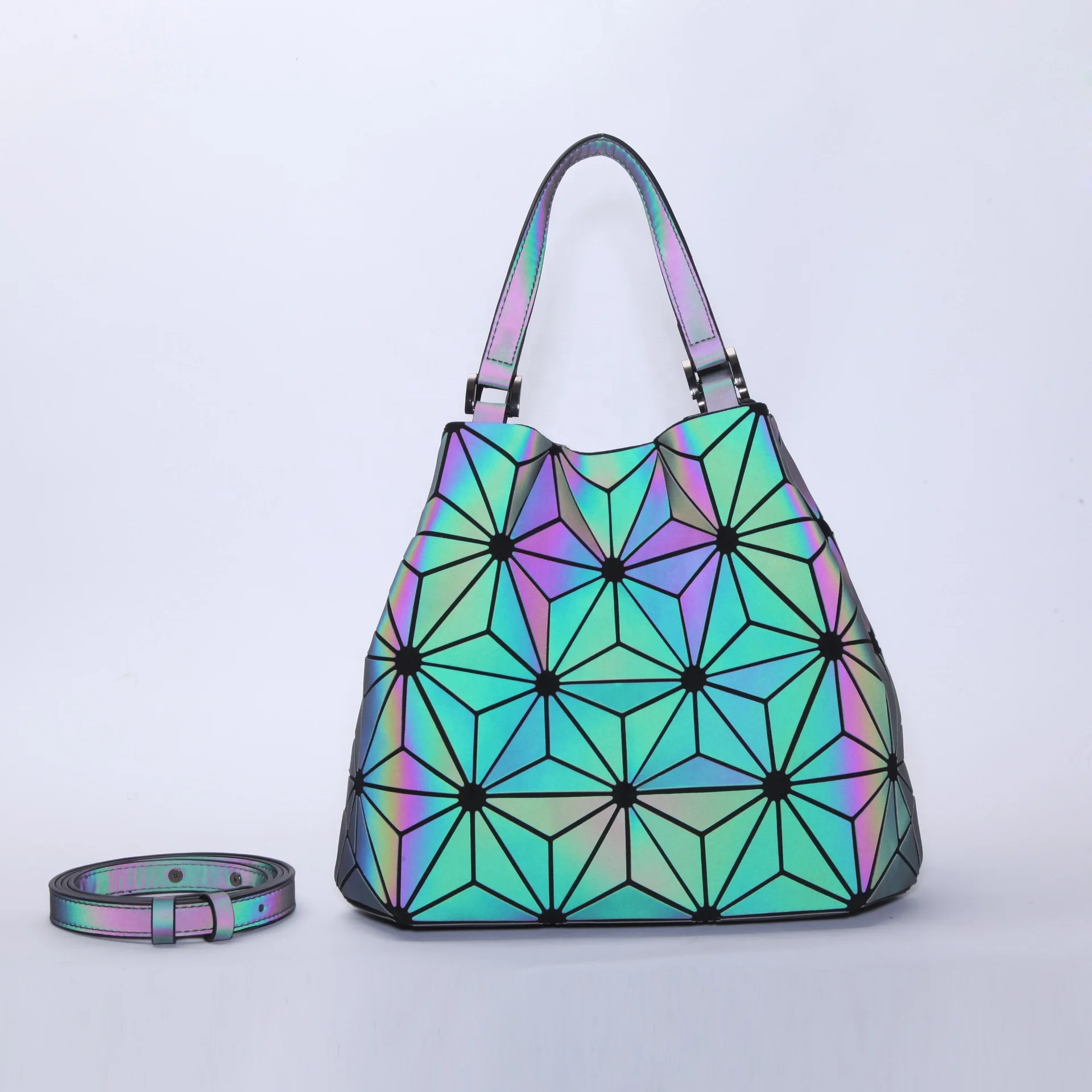 Customized women hand bags purses and handbags luminous geometric tote bag ladies