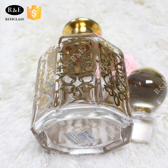 200ml golden hand painting display arabic perfume glass bottle