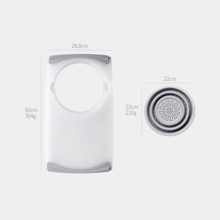 New Arrivals Custom Multi-Function Durable Collapsible Vegetable Fruit Plastic Cutting Board With Drain Basket