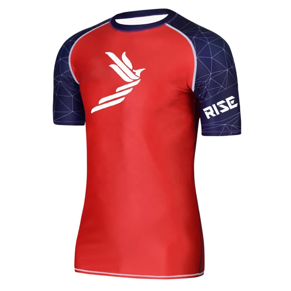 Brazilian jiu jitsu mens mma custom swim sublimation rash guard