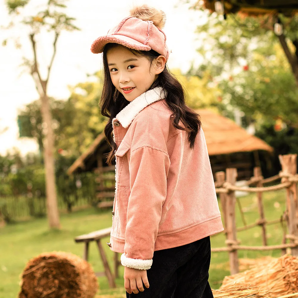 New Winter Girls Jackets Coats Thick Warm Parka Kids winter clothes Outerwear corduroy Girls Coat