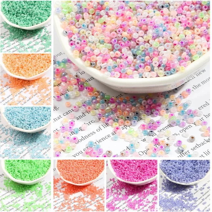 2-4mm dyed core rice beads glass beads, DIY  jewelry materials homemade earrings tassel beads wholesale