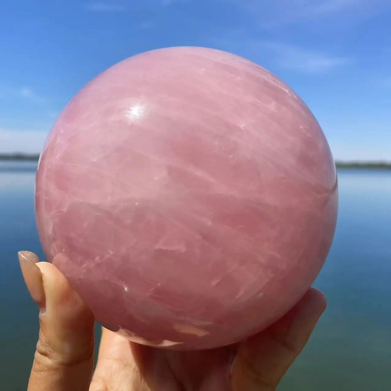 wholesale price spiritual natural rock crystal healing stone ball meditation generator rose quartz crystal gemstone sphere