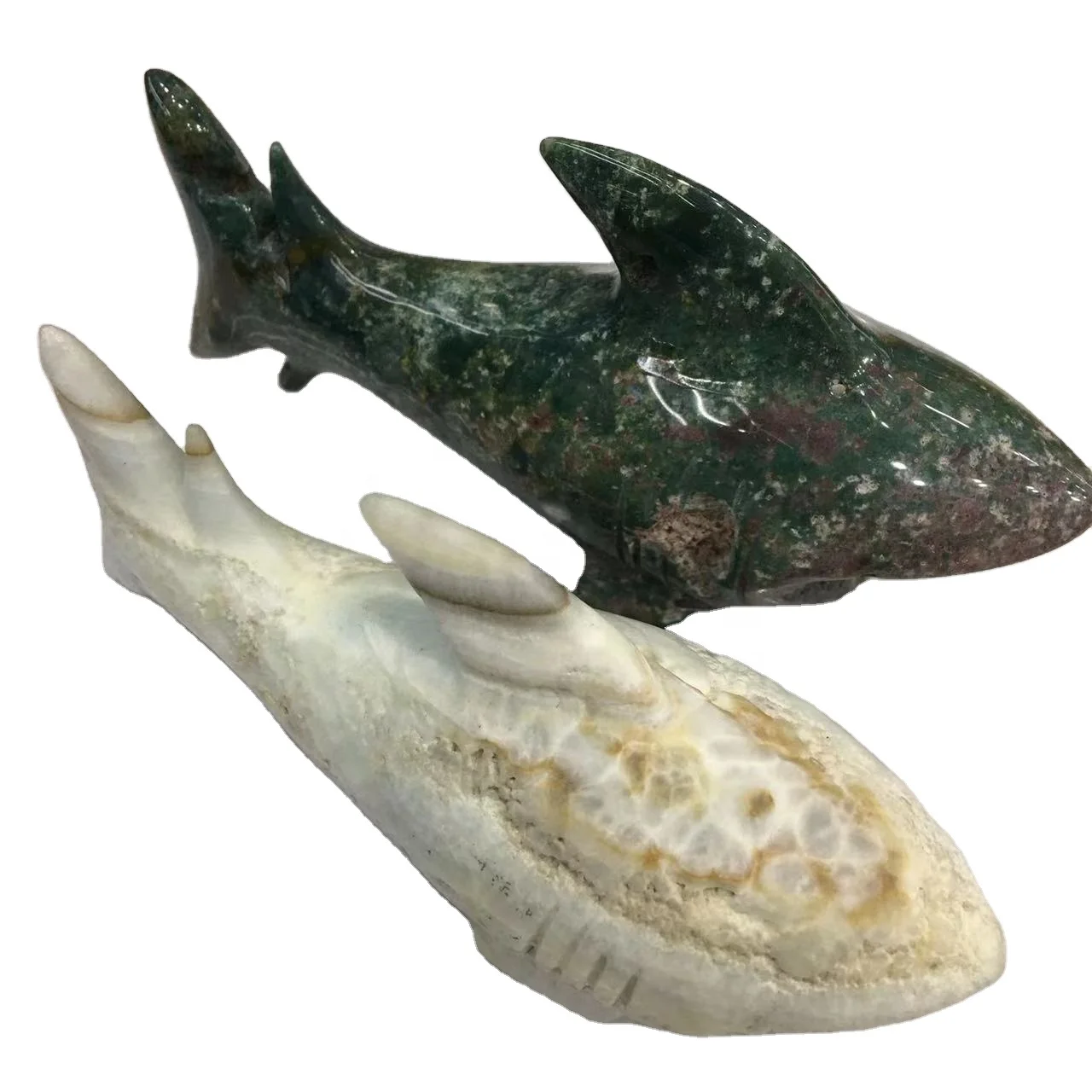 Wholesale Carving Crafts Natural Ocean Jasper Crystal Shark For Feng Shui crystal jewelry