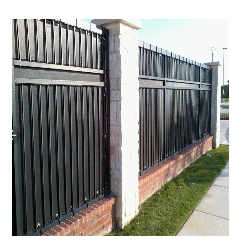 Factory Wholesale Galvanized Metal Privacy Wrought Iron Tubular Steel Fence Panel For House