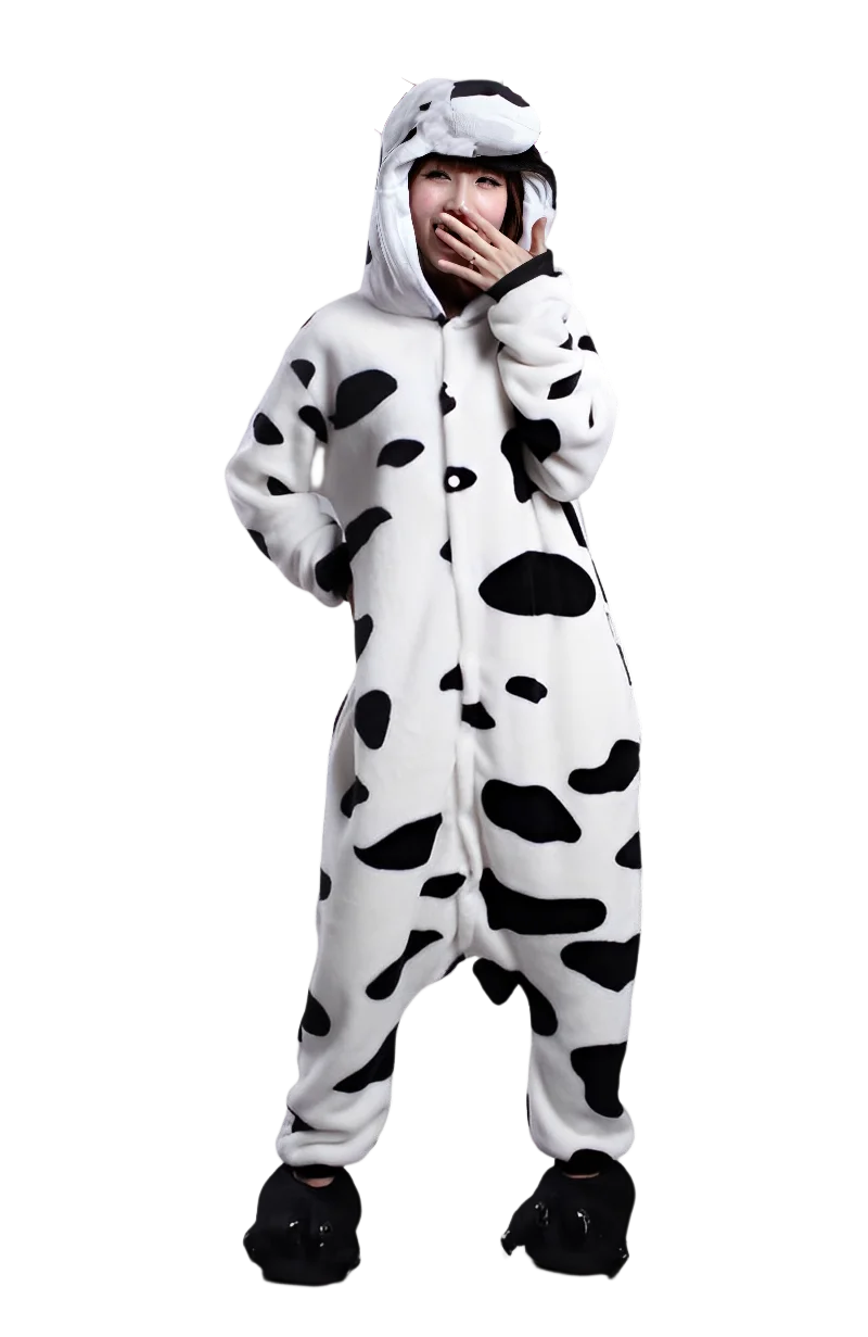 Women Cartoon Pijamas Femma Animal Kawaii Dinosaur Dot Cat Pajamas High Quality One-piece Flannel Printed Knitted Hooded Spandex