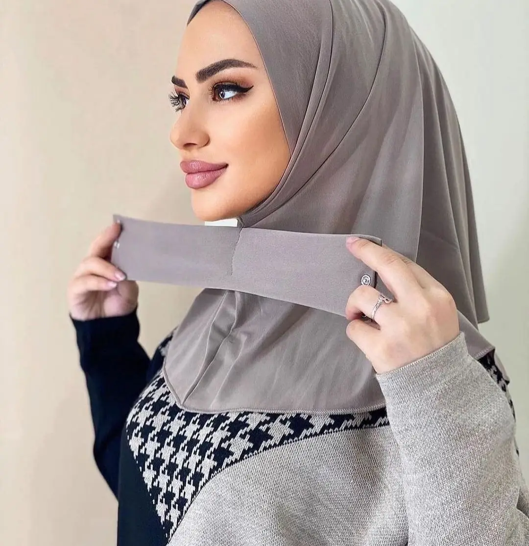 Stretchy Muslim Jersey Hijab Malaysia Solid Color Tudung Bawal With Tie Women Undercap Caps Inner Scarf Cover Neck Hijab