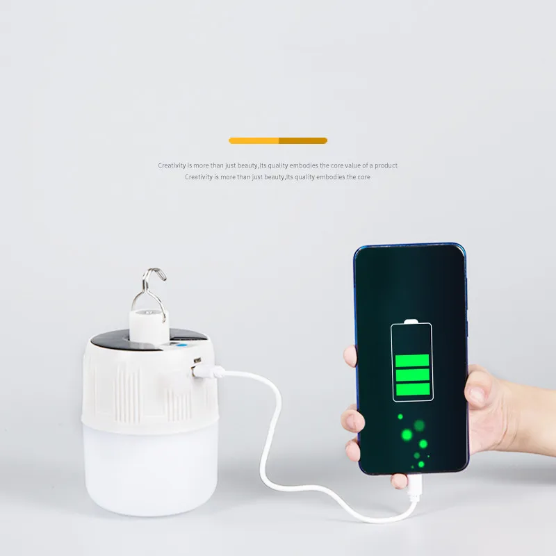 Morden Style Led Charging Bulb USB Solar Night Market Lamp Floor Light White 5V Emergency Light