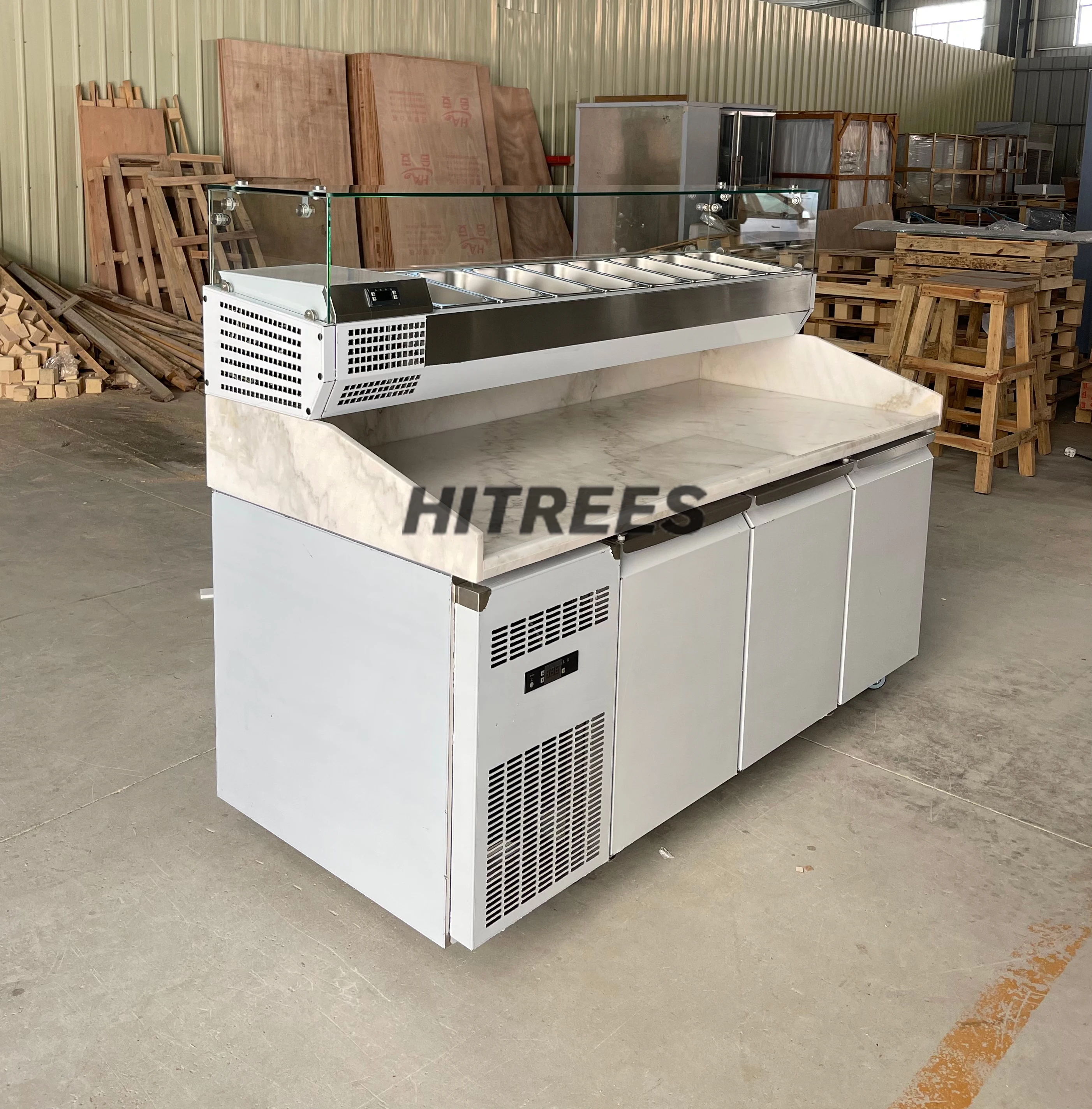 Refrigerated Pizza Making Machine Pizza Counter Display Refrigerator for Pizza Prep Table /Topping Bar