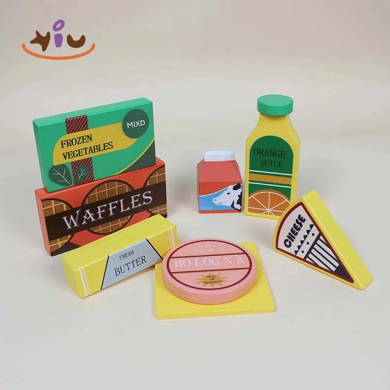 KIU Wooden Toy Picnic Pretend Food Toys Pretend Play Food Sets for Kids Kitchen Food Play Set