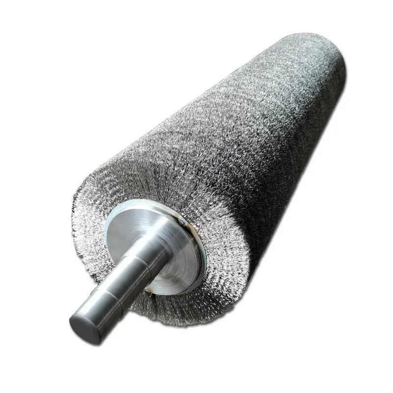 Stainless Steel Shaft Spiral Stainless Steel Wire Brass Wire Polishing Brush Roller For Machine