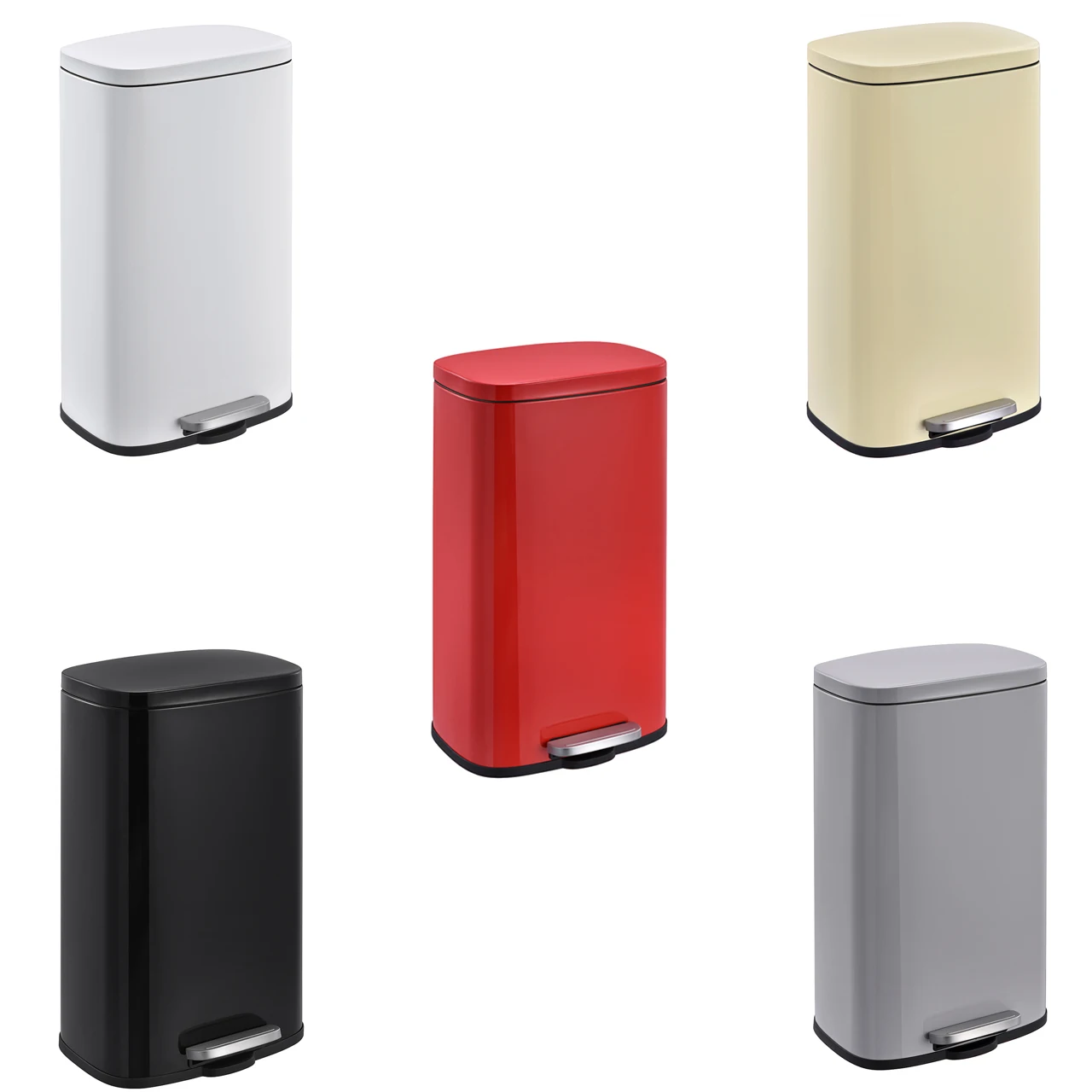 Brushed Stainless Steel 3L 5L 12L 20L 30L Foot Pedal Operated Trash Round Bathroom Step color waste bin stainless steel recycle