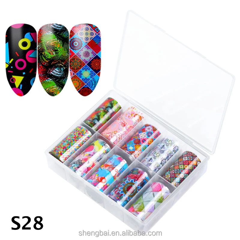 
Hot new colorful glitter DIY nail art transfer paper decal 4x100cm S28 nail foil stickers 