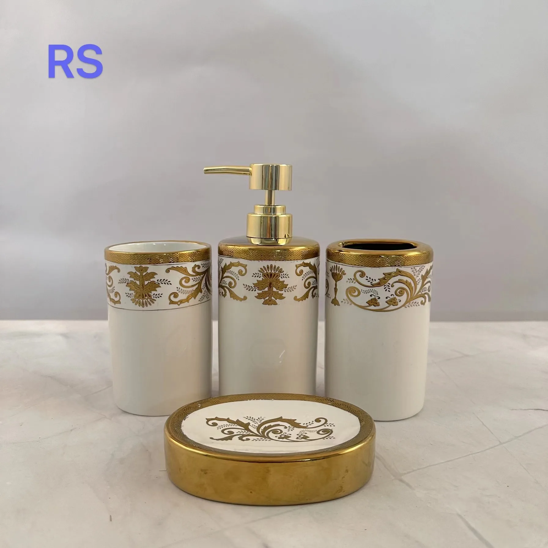 Wholesale High Quality Ceramic Bathroom Accessories Sets Decorative Porcelain Bath Set For Home