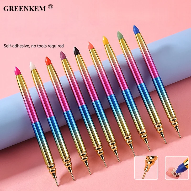 Colour Nail Art Tools Nail Dotting Painting Pen Crystal Beads Handle Wax Pencil Rhinestones Nail Picker Tool