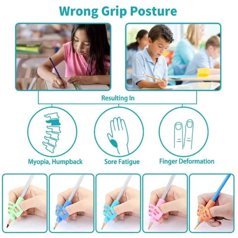 Mix Color Soft Silica Pencil Grasp Three Finger Gel Pen Grips Children Writing Training Pens Holding for Kids Gifts