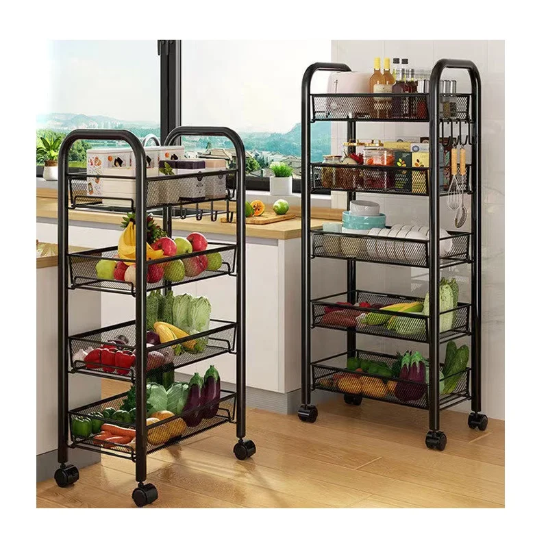 Lihangrui metal rolling cart option Color push cart trolley Carrito De Cocina Household Bathroom Kitchen Trolley with Wheel