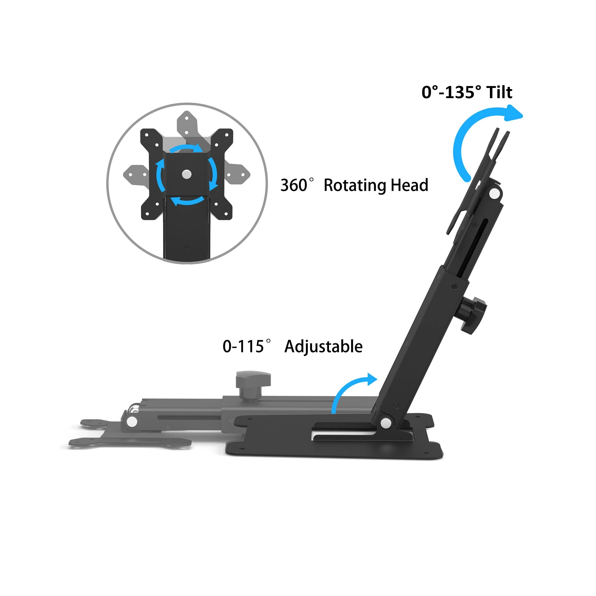 
Wearson WS-03T Folding Monitor Stand - Height Adjustable Vesa Monitor Stand, Tilt, Rotation Free Standing Low Profile Desk Mount 
